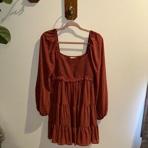 Boho Rust Smocked Dress